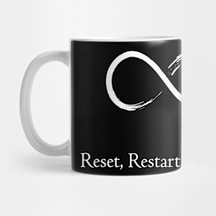 Reset, Restart, Refocus Black Mug